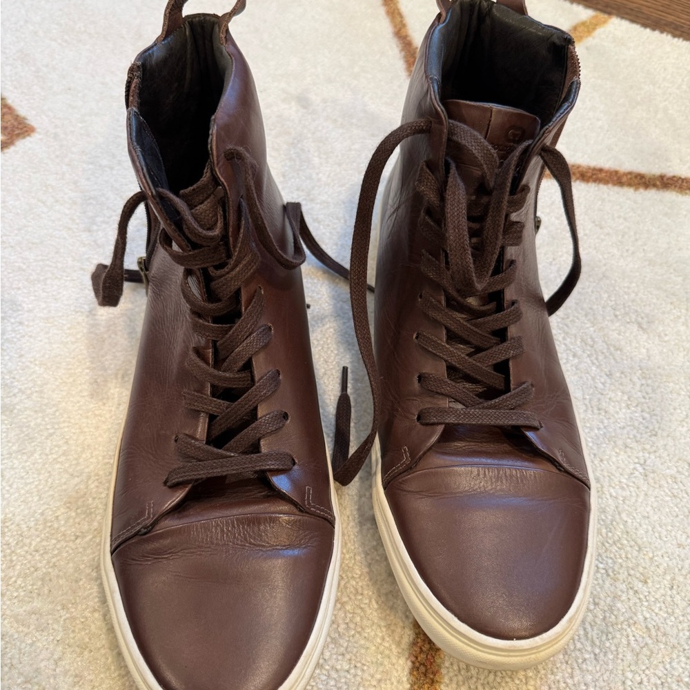 Gold & Gravy Men's Dark Brown Leather High-Top Sneakers